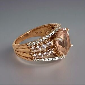 RL Simulated Peach Morganite Solid Sterling Silver With Rose Gold Finish 🔥